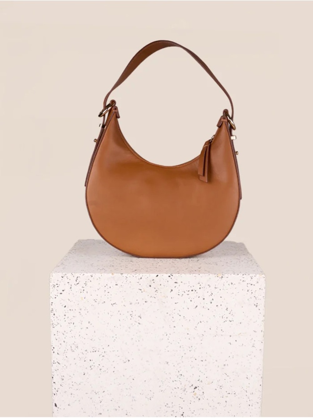 NEW A SOLIANI LUNA SHOULDER BAG CARAMEL